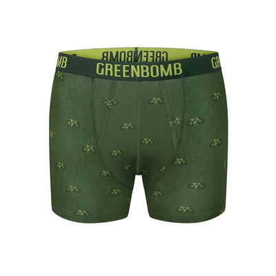 Boxer trunk homme Bike Vintage GREENBOMB en coton bio porté, motif vélos vintage