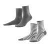 Lot de 2 paires de chaussettes Alexis en coton bio, unie et rayée gris chiné, produit seul