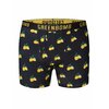 Boxer trunk homme Lemons GREENBOMB en coton bio porté, motif citrons sur fond sombre