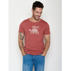 T-shirt homme tortues GREENBOMB en coton bio porté, coloris rouge couchant