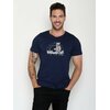 T-shirt homme ours en canoë GREENBOMB en coton bio porté, coloris bleu marine