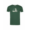 T-shirt homme à motifs ours en canoë en coton bio, vert bouteille, dans son emballage GREENBOMB