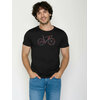 T-shirt homme à motifs vélo aux couleurs vives GREENBOMB en coton bio, porté, coloris noir