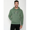 Sweat à capuche homme GREENBOMB en coton bio porté, motif vélo de course, vert sauge