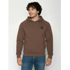 sweat à capuche homme GREENBOMB en coton bio porté, gros plan de roue avant et de guidon encadré, terre boisée
