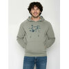 sweat à capuche homme GREENBOMB en coton bio porté, cadre et garde-boue de vélo sans roues, vert mousse clair