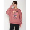 sweat femme GREENBOMB en coton bio porté, bouquet stylisé de fleurs et feuilles, rose foncé