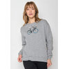 sweat femme GREENBOMB en coton bio porté, mouettes sur un vélo de ville à panier, gris chiné