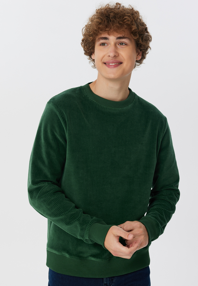 Sweat-shirt Homme Mokaloha - Col Montant Zippé - Velours Côtelé - Coupe Ample - Polyester Élasthanne