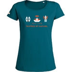 T-shirt Slub OVIVO Faune Bien-etre Flore-bleu lagon-woman