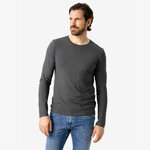 T-shirt manches longues Terik en coton bio gris foncé, vue de face