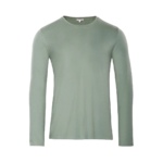 T-shirt manches longues Terik en coton bio vert pin, photo produit seul sur fond blanc