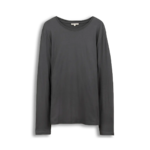 T-shirt manches longues Terik en coton bio gris foncé, photo produit seul sur fond blanc