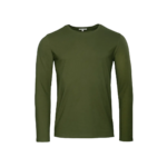 T-shirt manches longues Terik en coton bio vert mousse, photo produit seul sur fond blanc