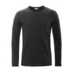 T-shirt manches longues Terik en coton bio noir, photo produit seul sur fond blanc