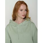 Détail du sweat Mello : capuche du coloris vert menthe doux