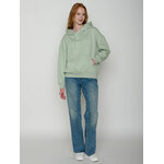 Sweat Mello GREENBOMB porté de dos, motif Les Fleurs au dos, vert menthe doux