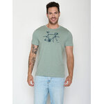 T-shirt homme vélos GREENBOMB en coton bio porté, coloris sauge tendre