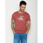 T-shirt homme tortues GREENBOMB en coton bio porté, coloris rouge couchant