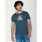 T-shirt homme tortues GREENBOMB en coton bio porté, coloris bleu pin