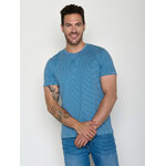 T-shirt rayé homme coton biologique, rayures marée, coupe col rond portée