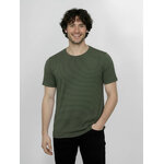 T-shirt homme rayé bio, rayures herbe, vue portée de face