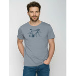 T-shirt homme à motifs vélos en coton bio GOTS, gris brume, détail du motif vélo