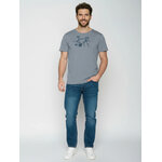 T-shirt à motifs vélos homme coton biologique, gris brume, porté de dos