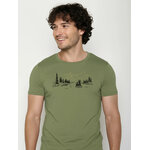 T-shirt homme motifs ours et rivière GREENBOMB coton biologique, vert graine, détail du motif