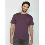 T-shirt homme à motifs vélo de course en coton bio GOTS, violet baie, vue portée en pied