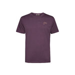 T-shirt homme vélo de course coupe ample coton bio, violet baie, porté de dos
