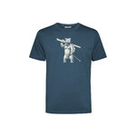 T-shirt homme à motifs ours skieur en coton bio GOTS, bleu pin, dans son emballage Green Bomb