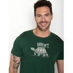 T-shirt homme à motifs tortues en coton bio GOTS, vert bouteille, détail du motif