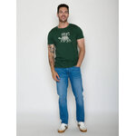 T-shirt homme à motifs tortues en coton bio GOTS, vert bouteille, porté de dos