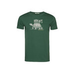 T-shirt homme à motifs tortues en coton bio GOTS, vert bouteille, dans son emballage Green Bomb