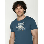 T-shirt homme à motifs tortues en coton bio GOTS, bleu pin, détail du motif