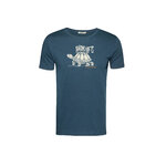 T-shirt homme à motifs tortues en coton bio GOTS, bleu pin, dans son emballage Green Bomb