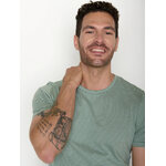 T-shirt homme rayé en coton bio GOTS, rayures bambou, détail du motif