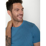 T-shirt homme rayé en coton bio GOTS, rayures marée, détail du motif