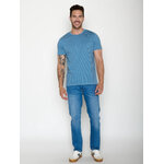 T-shirt homme rayé en coton bio GOTS, rayures marée, porté de dos