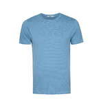 T-shirt homme rayé en coton bio GOTS, rayures marée, dans son emballage Green Bomb