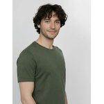 T-shirt homme rayé en coton bio GOTS, rayures herbe, détail du motif