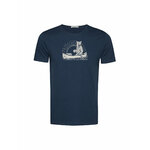 T-shirt homme à motifs ours en canoë en coton bio GOTS, bleu marine, dans son emballage Green Bomb