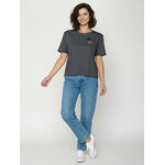 T-shirt femme Cat Walk coupe ample coton bio, gris gravier, porté de dos