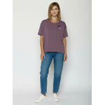 T-shirt femme Cat Walk coupe fluide coton bio, baie sombre, porté de dos