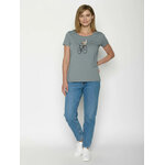 T-shirt femme Bike Cat Basket coupe cintrée coton bio, gris fumée, porté de dos