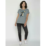 T-shirt femme Cat Vase coupe boxy coton bio, gris fumée, porté de dos