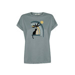 T-shirt femme Cat Vase GREENBOMB coton bio, gris fumée, dans son emballage Green Bomb