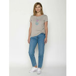 T-shirt femme Bloom Classic coupe cintrée coton bio, beige grès, porté de dos