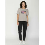 T-shirt femme River Sundown coupe ample coton bio, beige grès, porté de dos